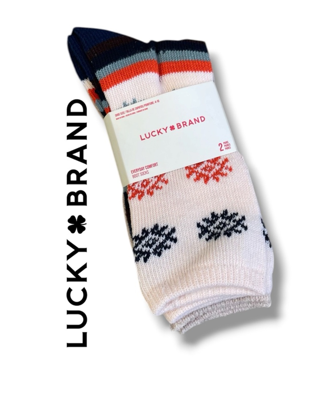 Lucky Brand 2 Pair Boot Socks Size 9-11 Everyday Comfort